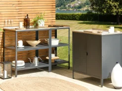 Ulkokalusteet<Beliani Ulkokeittion Saareke Teras 2 Hyllya Musta 80 X 50 Cm Vilama