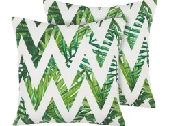 Tekstiilit<Beliani Ulkokoristetyyny Valkoinen/Vihrea 45 X 45 Cm 2 Kpl Brento