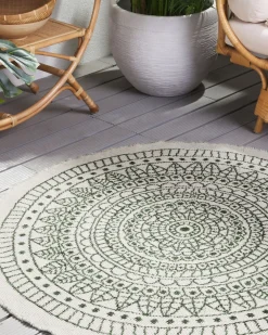 Best Sale Beliani Ulkomatto Kaksipuolinen Vihrea/Valkoinen 140 Cm Yalak