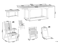Flash Sale Beliani Ulkoruokailuryhma 6-Istuttava Akaasiapuinen Ruskeanharmailla Pehmusteilla Java