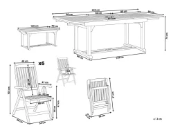 Ulkokalusteet<Beliani Ulkoruokailuryhma 6-Istuttava Vaalea Puu Java
