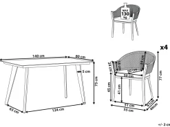 Ulkokalusteet<Beliani Ulkoruokailuryhma Metallinen Harmaa Mileto
