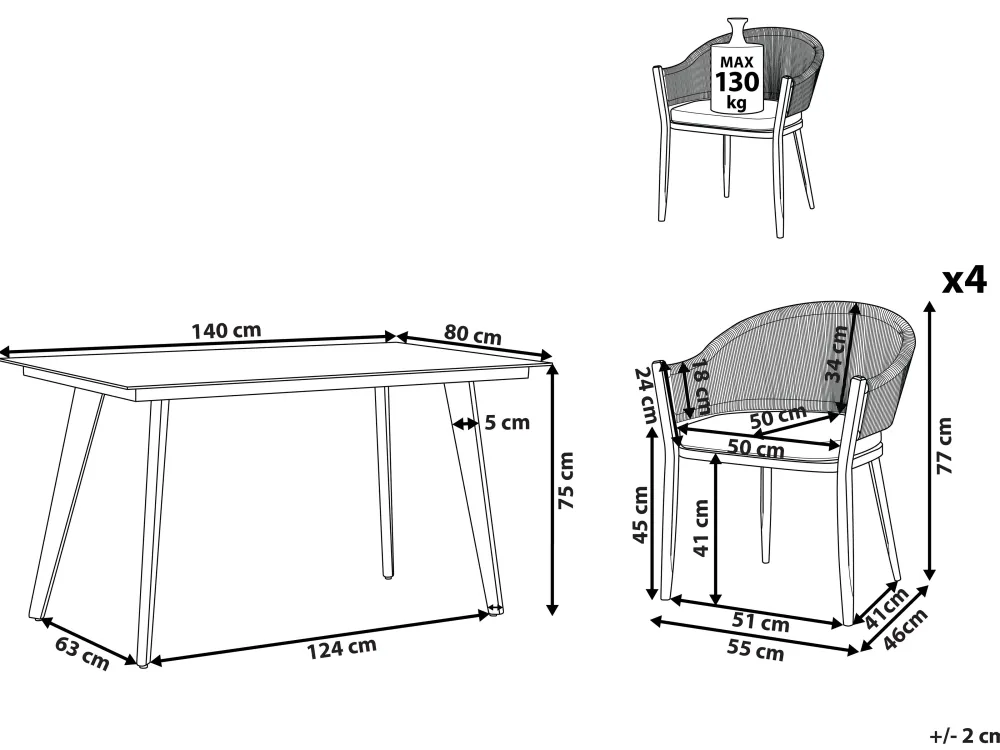 Ulkokalusteet<Beliani Ulkoruokailuryhma Metallinen Harmaa Mileto