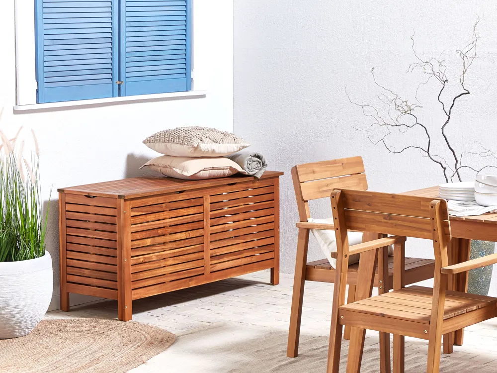 Cheap Beliani UlkoSäilytyslaatikko Tumma Akasiapuu 150L Riviera