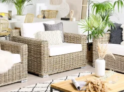 Ulkokalusteet<Beliani Ulkosohvasetti Rottinkinen Vaalea Ardea