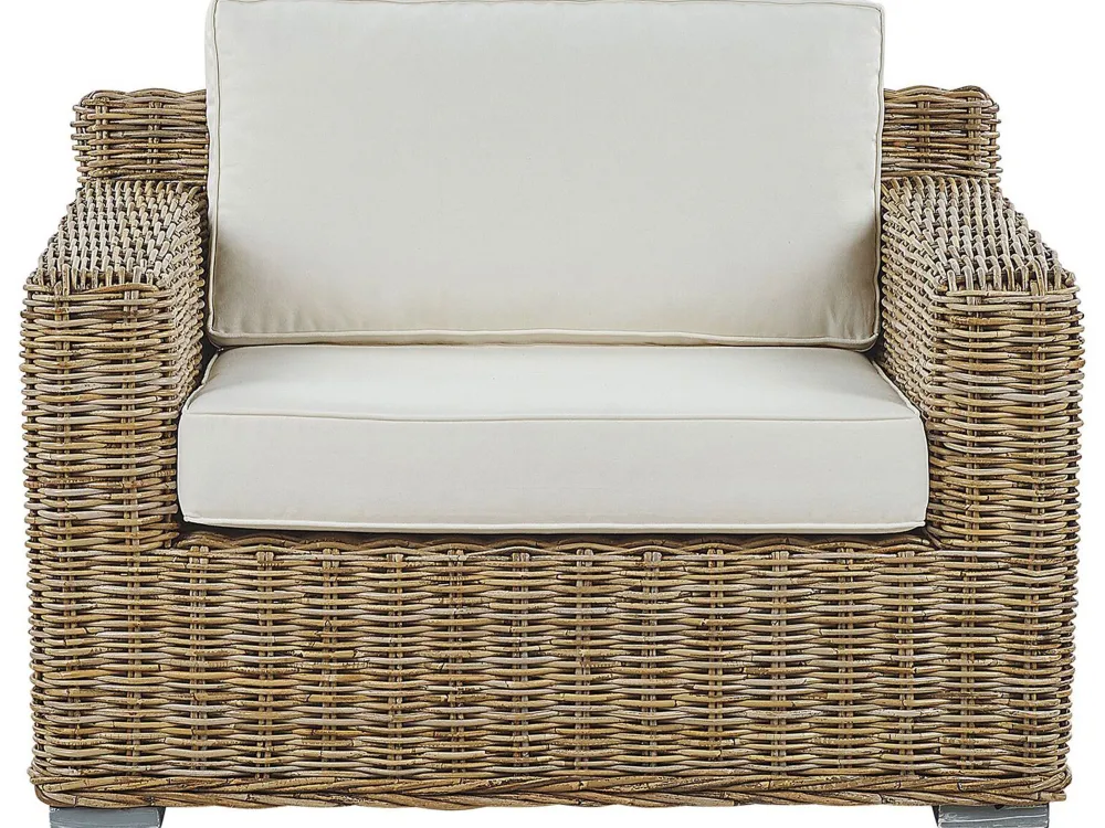 Ulkokalusteet<Beliani Ulkosohvasetti Rottinkinen Vaalea Ardea