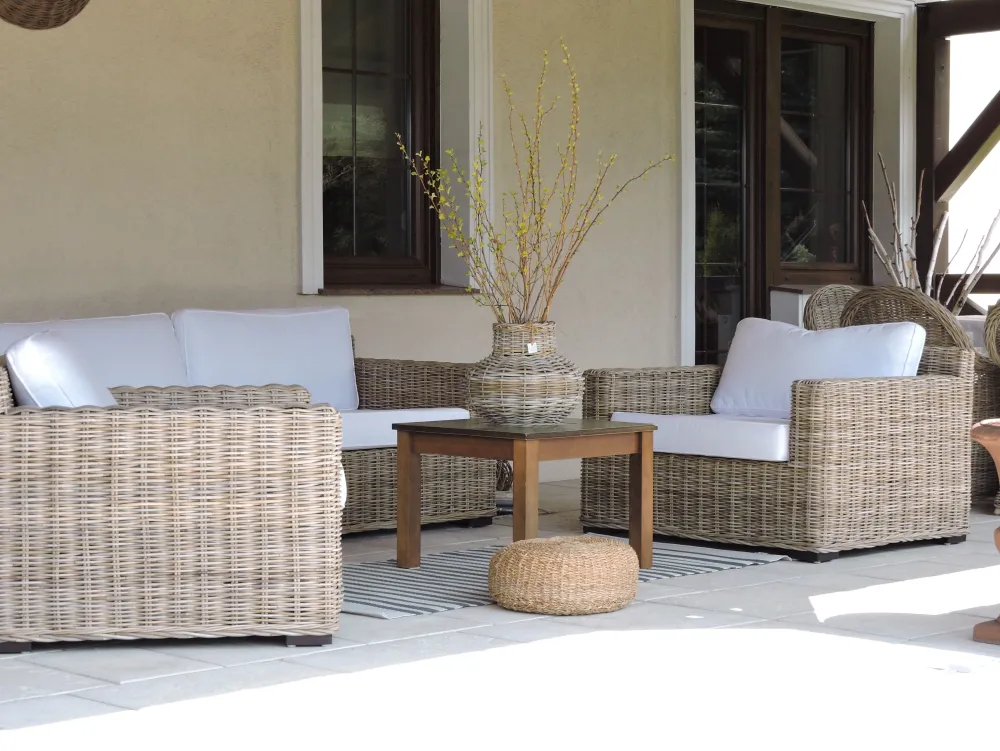 Ulkokalusteet<Beliani Ulkosohvasetti Rottinkinen Vaalea Ardea