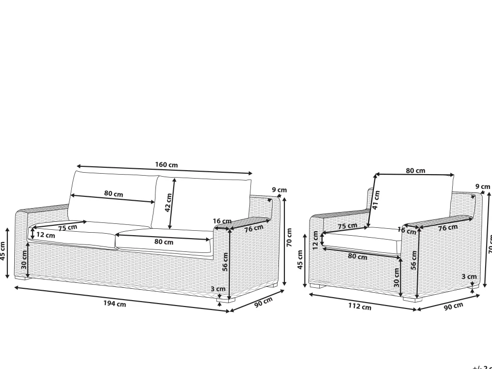 Ulkokalusteet<Beliani Ulkosohvasetti Rottinkinen Vaalea Ardea