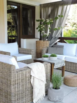 Ulkokalusteet<Beliani Ulkosohvasetti Rottinkinen Vaalea Ardea