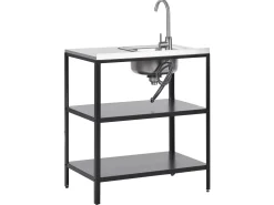 Store Beliani Ulkotiskiallas Teras 2 Hyllya Musta Vilama