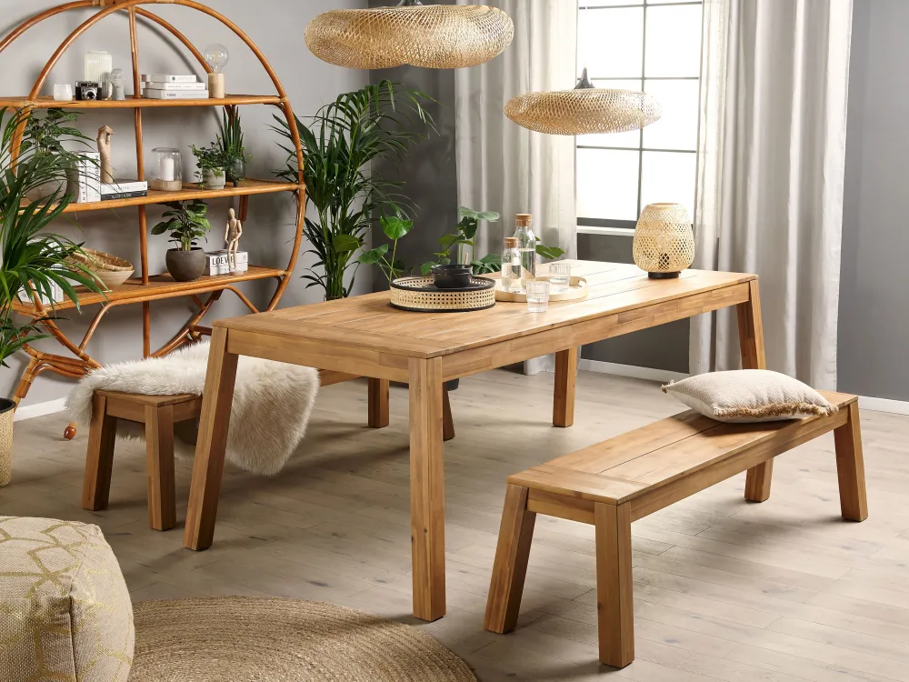 Ulkokalusteet<Beliani Vaalea Akaasiapuinen Puutarhapenkki 160 Cm Livorno