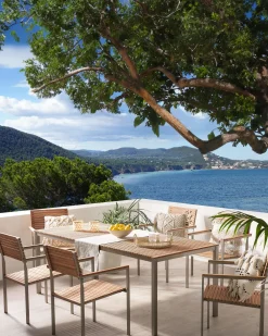 Ulkokalusteet<Beliani Vaalea Tiikkipuinen Puutarhatuolisetti 6 Kpl Viareggio