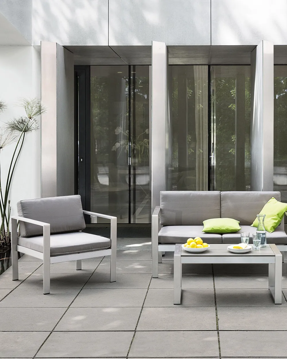 Ulkokalusteet<Beliani Vaaleanharmaa Alumiininen Puutarhatuoli Salerno