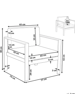 Ulkokalusteet<Beliani Vaaleanharmaa Alumiininen Puutarhatuoli Salerno