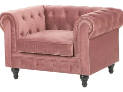 Sohvat<Beliani Vaaleanpunainen Samettiverhoiltu Sohvaryhma Chesterfield