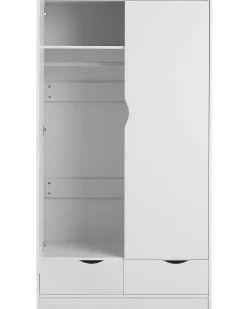 Säilytys<Beliani Vaatekaappi 2 Ovea 2 Laatikkoa Valkoinen Bremen