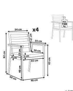 Cheap Beliani Valkoinen 4 Kpl Puutarhatuolisetti Beigeilla Tyynyilla Cavoli