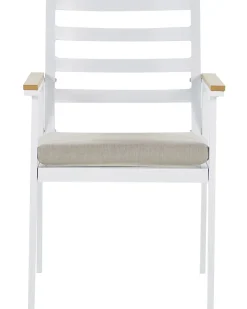 Cheap Beliani Valkoinen 4 Kpl Puutarhatuolisetti Beigeilla Tyynyilla Cavoli