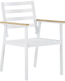 Cheap Beliani Valkoinen 4 Kpl Puutarhatuolisetti Beigeilla Tyynyilla Cavoli