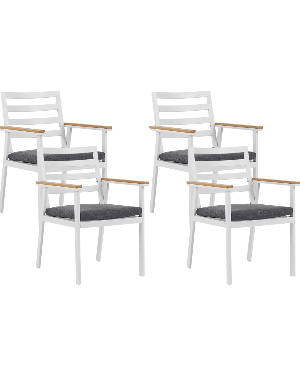 Ulkokalusteet<Beliani Valkoinen 4 Kpl Puutarhatuolisetti Tummanharmailla Tyynyilla Cavoli