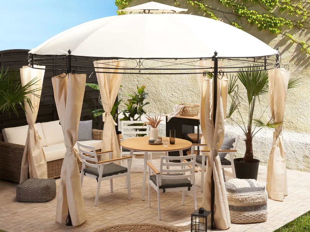 Ulkokalusteet<Beliani Valkoinen 4 Kpl Puutarhatuolisetti Tummanharmailla Tyynyilla Cavoli