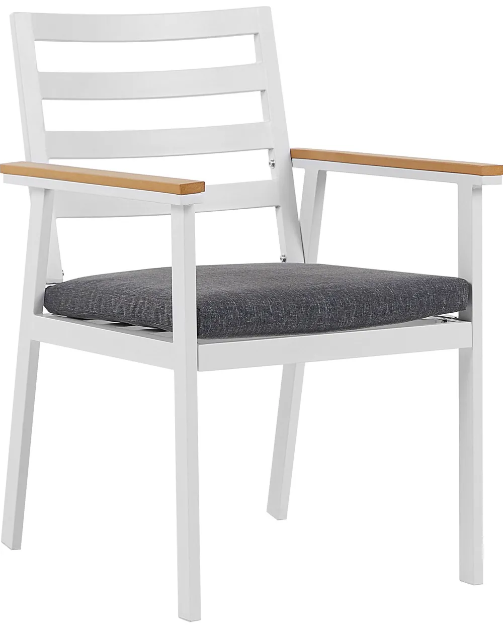 Ulkokalusteet<Beliani Valkoinen 4 Kpl Puutarhatuolisetti Tummanharmailla Tyynyilla Cavoli