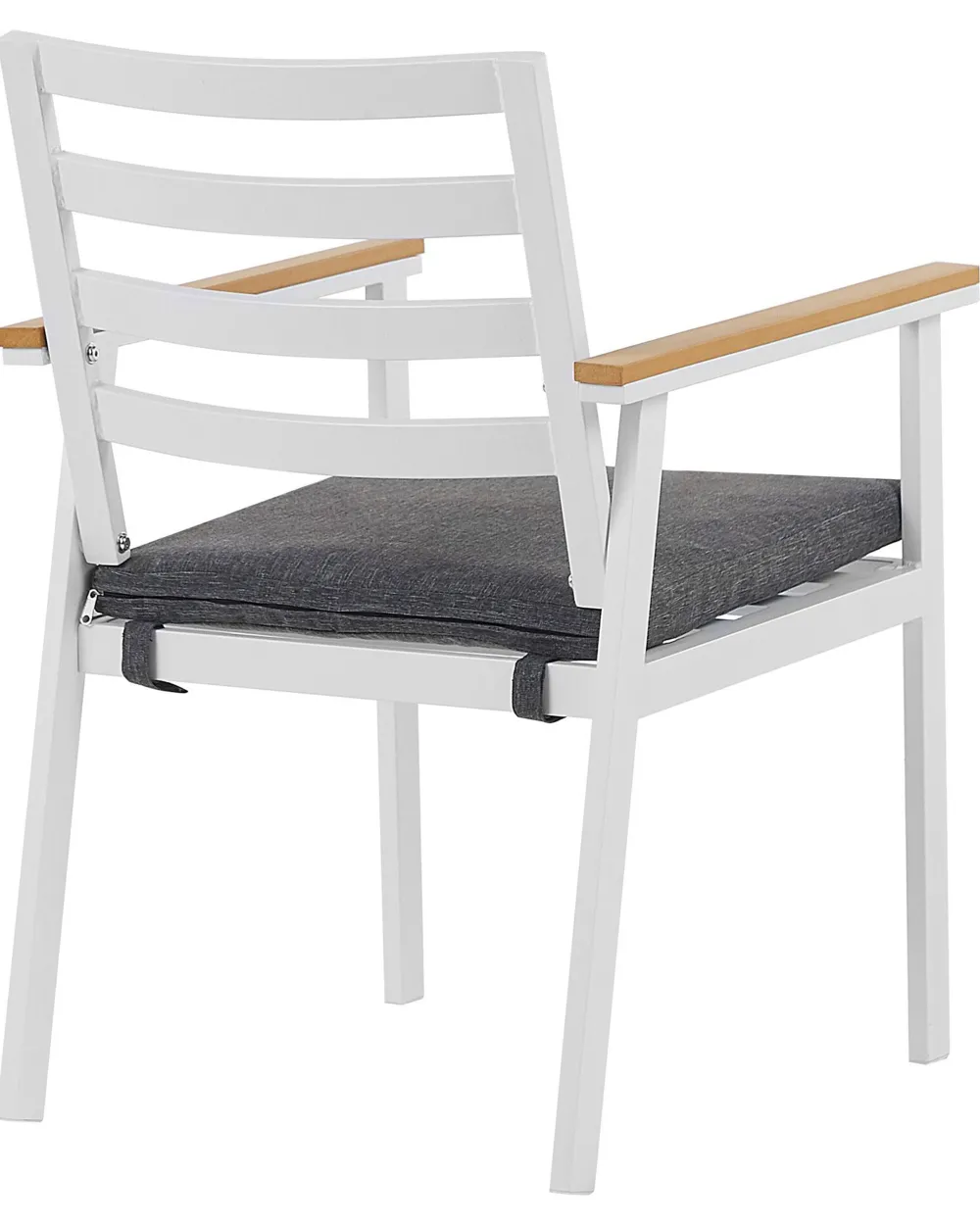 Ulkokalusteet<Beliani Valkoinen 4 Kpl Puutarhatuolisetti Tummanharmailla Tyynyilla Cavoli