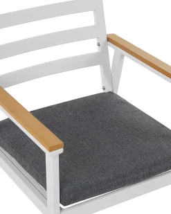 Ulkokalusteet<Beliani Valkoinen 4 Kpl Puutarhatuolisetti Tummanharmailla Tyynyilla Cavoli