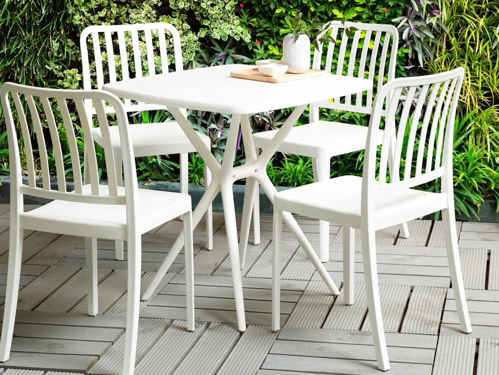 Ulkokalusteet<Beliani Valkoinen 4-Istuttava Ulkoruokailuryhma Sersale