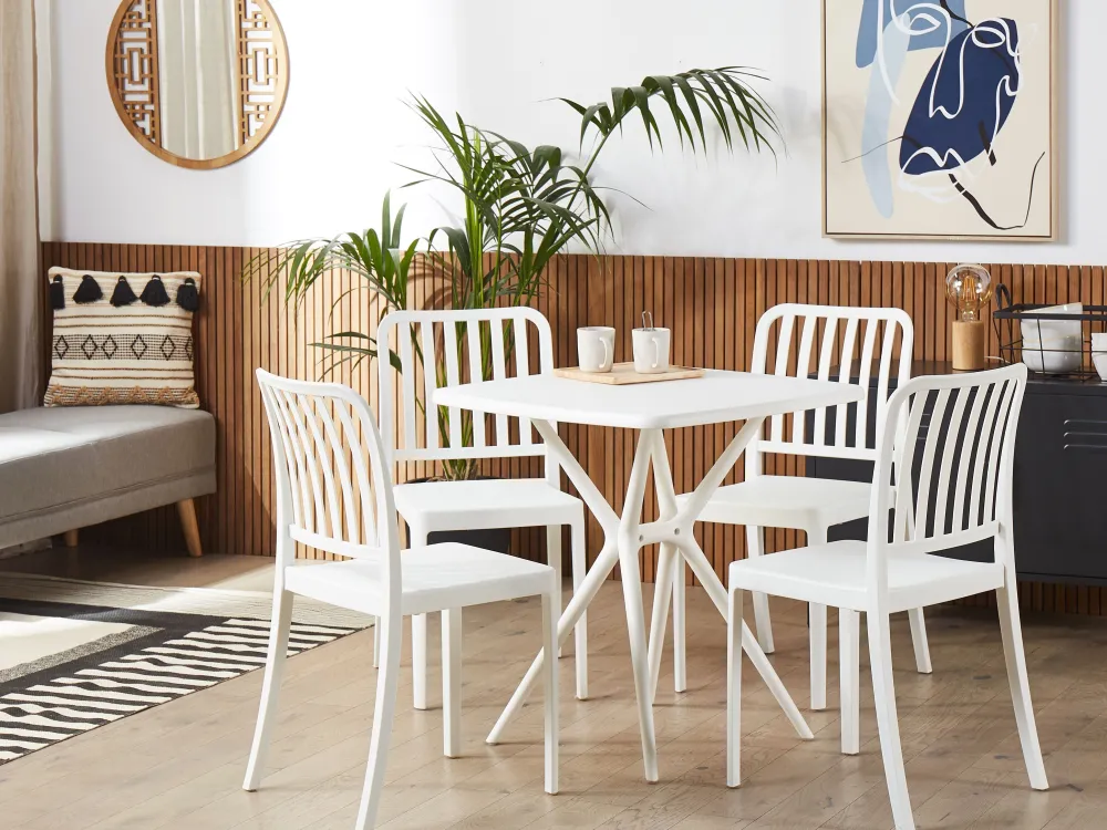 Ulkokalusteet<Beliani Valkoinen 4-Istuttava Ulkoruokailuryhma Sersale