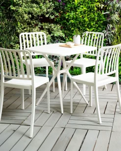 Ulkokalusteet<Beliani Valkoinen Puutarhatuoli 4 Kpl Sersale