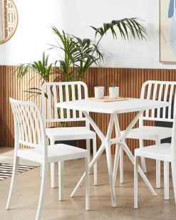 Ulkokalusteet<Beliani Valkoinen Puutarhatuoli 4 Kpl Sersale