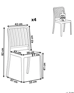Ulkokalusteet<Beliani Valkoinen Puutarhatuoli 4 Kpl Sersale