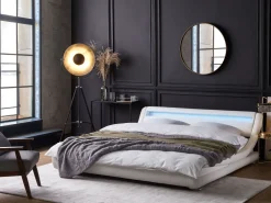 Best Beliani Vesisanky Keinonahka Led-Valo Valkoinen 160 X 200 Cm Avignon