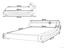 Best Beliani Vesisanky Keinonahka Led-Valo Valkoinen 160 X 200 Cm Avignon