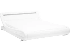 Best Beliani Vesisanky Keinonahka Led-Valo Valkoinen 160 X 200 Cm Avignon