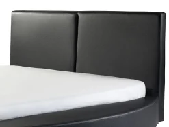 Sängyt<Beliani Vesisanky Nahka Pyorea Musta 180 X 200 Cm Laval