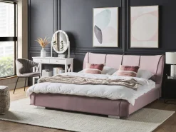 Clearance Beliani Vesisanky Sametti Vaaleanpunainen 160 X 200 Cm Nantes