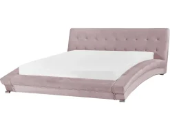Sängyt<Beliani Vesisanky Sametti Vaaleanpunainen 160 X 200 Cm Lille
