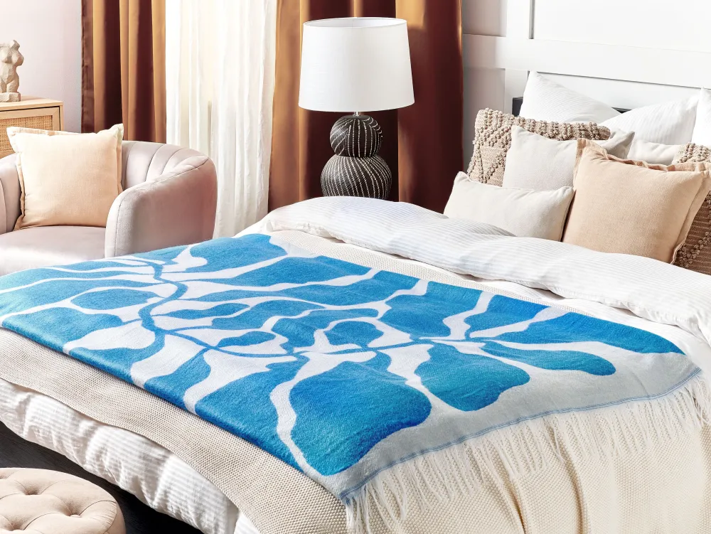 Sale Beliani Viltti Akryyli Valkoinen/Sininen 130 X 170 Cm Kihun