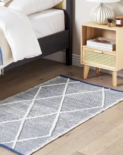 Sale Beliani Viltti Akryyli Valkoinen/Sininen 130 X 170 Cm Kihun