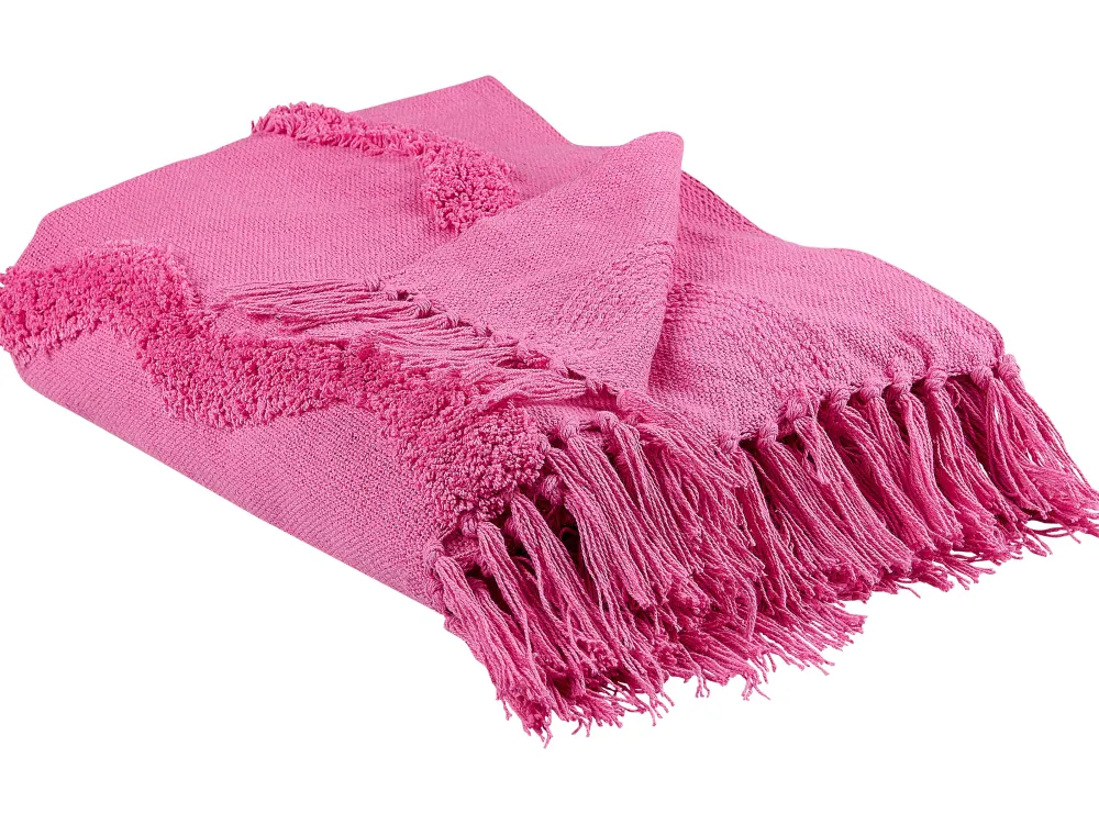 Best Sale Beliani Viltti Puuvilla Vaaleanpunainen 125 X 150 Cm Khari