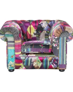 Nojatuolit<Beliani Violetti Kangasverhoiltu Nojatuoli Tilkkutakkikuviolla Chesterfield