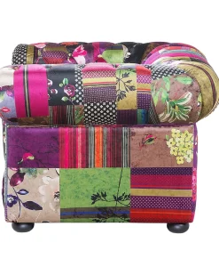 Nojatuolit<Beliani Violetti Kangasverhoiltu Nojatuoli Tilkkutakkikuviolla Chesterfield