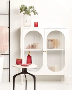 Flash Sale Beliani Vitriinikaappi Teras 2 Ovea 2 Hyllya Valkoinen Sarre