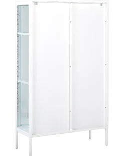Säilytys<Beliani Vitriinikaappi Teras 2 Ovea 3 Hyllya Valkoinen Nash