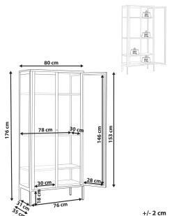 Säilytys<Beliani Vitriinikaappi Teras 2 Ovea 4 Hyllya Musta Harty