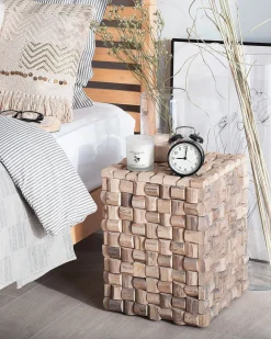 Pöydät<Beliani Yopoyta Tiikki Vaalea Puu Cajeme