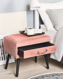 Säilytys<Beliani Yopoyta Vakosametti Laatikko Vaaleanpunainen Eurostar